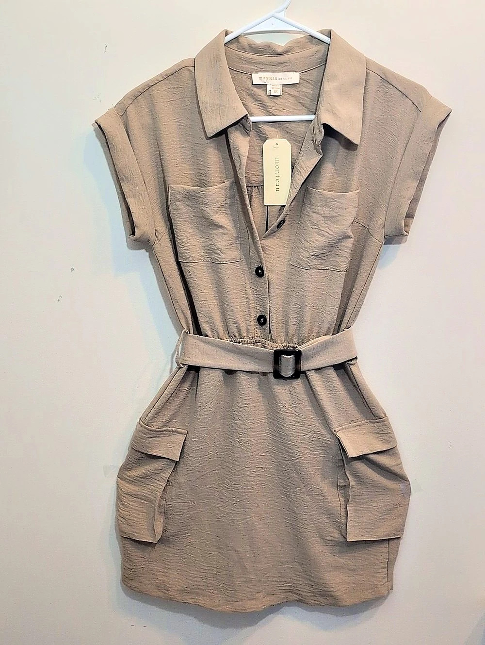 mossimo Belted Utility Mini Dress in Brown Size XS NWT